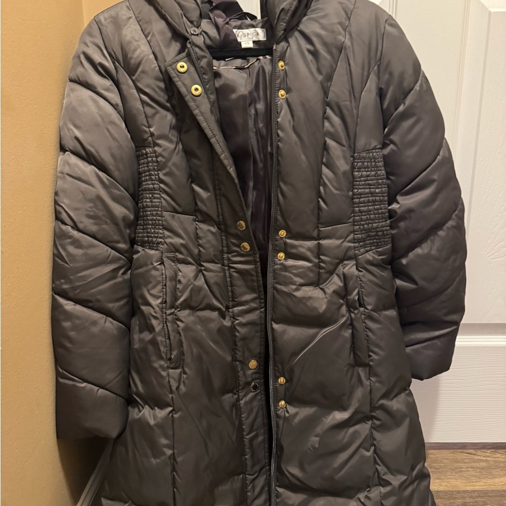 Via Spiga Women's Charcoal Puffer Coat